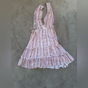 Elegant Striped Mini Dress in Pink and White